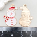 Ciondolo natalizio a forma di pupazzo di neve in smalto e lega per gioielli DIY - Pupazzo di Neve Natalizio in Smalto Bianco (14170)