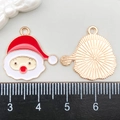 Ciondolo Babbo Natale in lega smaltata per gioielli fai-da-te con finitura dorata - Babbo Natale in Smalto Rosso e Bianco (14180)