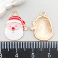 Ciondolo Babbo Natale smaltato con placcatura in oro per gioielli fai-da-te - Babbo Natale in Smalto Bianco (14190)