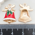 Ciondolo a campana natalizia in lega con smalto e strass per la creazione di gioielli fai da te - Campana di Natale in Smalto Rosso (14194)