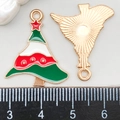 Ciondolo albero di Natale in smalto per gioielli con dettagli festivi rossi e verdi - Albero di Natale in Smalto Rosso e Verde (14197)