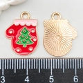 Ciondolo guanto di Natale per gioielli fai da te in smalto rosso con motivo ad albero - Guanto di Natale in Smalto Rosso (14198)