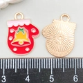 Ciondolo guanto di Natale smaltato per gioielli DIY, misura 1,8x2,2cm con scala - Guanto di Natale in Smalto Rosso (14208)