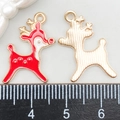 Ciondolo renna in smalto rosso per gioielli fai-da-te con finitura dorata e retro a righe - Cervo di Natale in Smalto Rosso (21066)