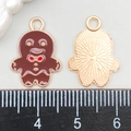 Ciondoli omino di pan di zenzero smaltati con retro dorato per creazione gioielli DIY - Omino di Pan di Zenzero in Smalto Marrone (21098)
