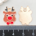 Ciondolo a forma di renna di Natale in smalto e lega dorata per gioielli fai da te - Renna di Natale in Smalto Marrone (21099)