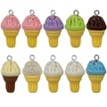 Lot de 10 pendentifs cônes de glace colorés en résine avec anneaux pour bijoux DIY - Couleurs Mélangées (SN1563)
