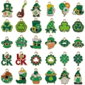 30-piece green St. Patrick's Day alloy charms set featuring clover and leprechaun hats - Mixed 30 Pcs St. Patrick's Day Enamel Series (SN1603)