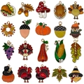 20pcs Thanksgiving enamel turkey and pumpkin alloy charms for DIY jewelry making - Mixed 20-Piece Thanksgiving Turkey Series Set (SN1606)