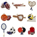 Mixed set of colorful enamel sports charms including football, tennis, and basketball for DIY jewelry - Mixed 10pcs Enamel Sports Series