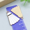 Macro view of badminton shuttlecock charms showing size scale and gold plating details - White Badminton / 25*18mm