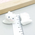 Pair of white flocked kitten pendants with sapphire eyes and silver rings for DIY jewelry - Split Leg Dog