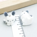Miniature white plush panda charm with silver metal loop for DIY jewelry making - Black and White Paw Dog