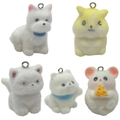 Five assorted colorful resin flocked animal puppy pendants for DIY jewelry making - Assorted Flocked Resin Animal Dogs (SN1575)