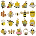 20-piece assorted bee and honey jar enamel pendants set with yellow alloy finish - Enamel Bee Series (SN1604)