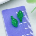 Set of two green translucent acrylic leaf charms for DIY jewelry making and crafts - Deep Green Mini Leaf Style