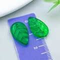 Translucent green leaf resin pendants with vein texture for DIY jewelry making - Deep Green Strawberry Leaf Style