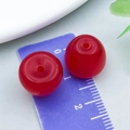 Red 12mm translucent apple acrylic pendant beads with vertical hole for DIY jewelry - Jelly Red 3D Straight Hole Apple Style