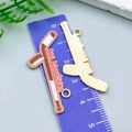 Pink and white enamel ice hockey stick charms in gold alloy for DIY jewelry - Pink Brown Enamel Ice Hockey Stick