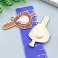 Baseball themed enamel alloy pendant with bat and glove elements for jewelry DIY - Brown Enamel Baseball Bat and Glove