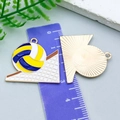 Emaille Volleyball Sportanhänger für DIY Schmuckherstellung in Blau und Gelb - White Enamel Volleyball Net