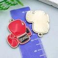 Anhänger für DIY-Schmuck, Boxhandschuh-Design, rot emailliert mit goldener Rückseite - Roter Emaille Boxhandschuh