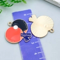 Emaille-Tischtennisschläger-Anhänger für DIY-Schmuck, mit rotem und schwarzem Finish - Orange-schwarzer Emaille Tischtennisschläger