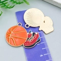 DIY Basketball und High-Top Sneaker Emaille-Anhänger mit Goldbeschichtung für Schmuck - Oranger Emaille Basketballschuhe