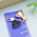 White enamel badminton charm in gold alloy with front and back view for DIY jewelry - Small Black Badminton / 14*11mm