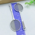 Silver sports racket pendants with grid mesh surface and textured handle for DIY jewelry - Antique Silver Badminton Racket / 82*26mm