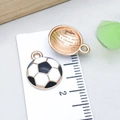 Classic black and white enamel soccer charm with gold metal backing and top hanging loop - Black and White Enamel Half-Face 3D Soccer Ball (24840)