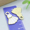 White enamel badminton shuttlecock charms in gold-plated alloy for DIY jewelry - Medium White Badminton / 21*16mm