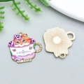 Orange cartoon cat in a floral white teacup charm for DIY jewelry making - KC Gold Base Orange Cat in Flower Cup