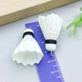 Set of two white enamel badminton shuttlecock charms with silver rings for DIY jewelry - Simulated White Shuttlecock / 37*26mm