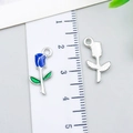 Detailed view of rose enamel charm with blue petals showing 3.2cm size measurement - Rose (23383) / 1 Piece/Pack (18x9x2mm) / Blue