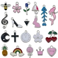 20-piece colorful enamel rabbit and cherry alloy pendants for DIY jewelry making - Assorted 20 Styles (SN1483) / 20 Pieces Set