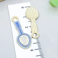 Ciondolo a forma di racchetta da tennis blu in lega dorata per gioielli fai da te, 3.8cm - Racchetta da Badminton in Smalto Blu e Bianco (24856)