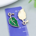 Green enamel maple leaf pendant with golden metal backing for DIY jewelry making - 12*20mm / Green Enamel Leaf (9955)