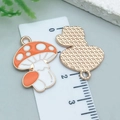 Enamel mushroom charm in orange with white dots for DIY jewelry making and crafts - White Enamel Thanksgiving Mushroom (25229)