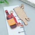 Purple Thanksgiving wine bottle enamel pendant with red bow and gold metal back - Brown Enamel Thanksgiving Wine Bottle (25233)