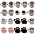 Mixed set of 20 resin miniature coffee cup charms with latte art for DIY jewelry making - Mixed Color Series