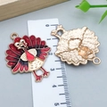 Thanksgiving turkey pendant in golden finish with colorful enamel for DIY jewelry making - Red Enamel Thanksgiving Turkey (25065) / 36x27.5x5mm