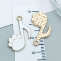 Katzenpfote Musiknoten-Anhänger in weißem Emaille und Gold-Hahnentritt für DIY-Schmuckherstellung - Weiße Katzentatze Note (25294)