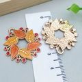 Pendentif feuille d'automne doré avec émail orange pour la création de bijoux - Couronne de Feuilles d'Automne de Thanksgiving en Émail Orange (25076) / 29x27x2mm