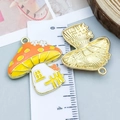 Colgante de esmalte con forma de seta en naranja y amarillo con reverso metálico dorado - 30*27mm / Casa Seta de Acción de Gracias de Esmalte Naranja