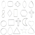 Set of 19 assorted silver stainless steel geometric hollow frames for jewelry DIY - Mix Steel Color Stainless Steel Geometric Border Star Moon Heart