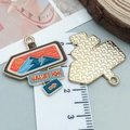 Colorful enamel road sign charms with VACATION text for summer jewelry DIY - Blue Enamel Summer Vacation Signpost (25262) / 27*25mm