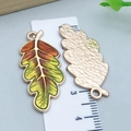 Pendentif feuille pour bijoux DIY avec émail coloré dégradé et fini or rose - Feuille Dégradée de Thanksgiving en Émail Orange Vert (25083) / 36x17x2mm