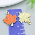 Pendentif feuille d'érable en émail orange pour bijoux DIY avec bordure dorée - 23*19mm / Feuille d'Érable Action de Grâce Émail Orange (25056)