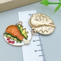 Pendentifs cuisse de dinde colorés en émail et alliage pour création de bijoux DIY - Pilon de Dinde de Thanksgiving en Émail Jaune (25086) / 27x28x3mm